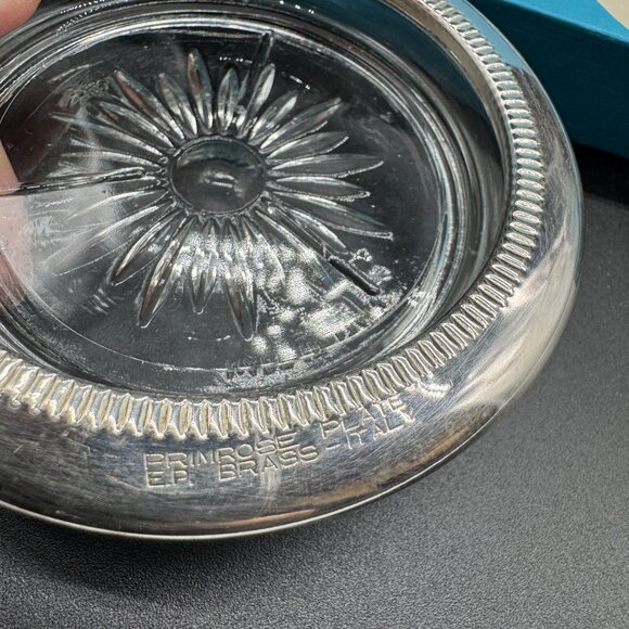 Vintage 4 Glass and Silver Plated Coasters Birks Original Box Italy made - Set 1 - Picture 4 of 8